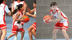 Kids ages 9,10,11 & 12 playing basketball