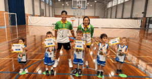 Group of Mini Boomers kids with South Gold Coast franchisee owners
