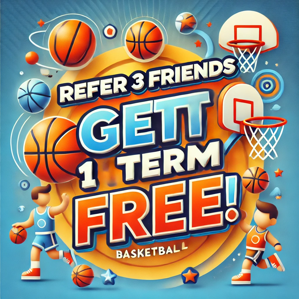 Dall·e 2024 12 30 13.17.46 A Vibrant And Engaging Promotional Graphic For A Basketball Referral Program. The Design Features Playful Elements Like Basketballs And Hoops, With Te