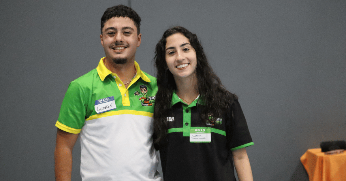 Little Boomers franchise owners in Parramatta coaching kids during a basketball session