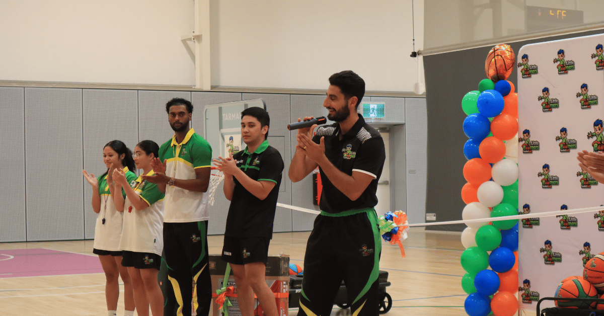 Emile Koorey, CEO of Little Boomers Basketball, speaking at the grand opening event in Mount Druitt.